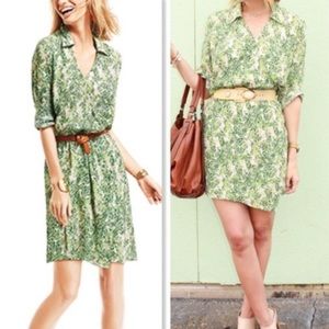 CAbi #280 Leaf Print Faux Wrap Dress